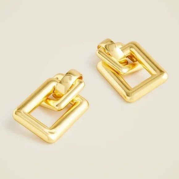 J. Crew Gold Oversized Double-Square Link Earrings/NWT - Picture 2 of 12